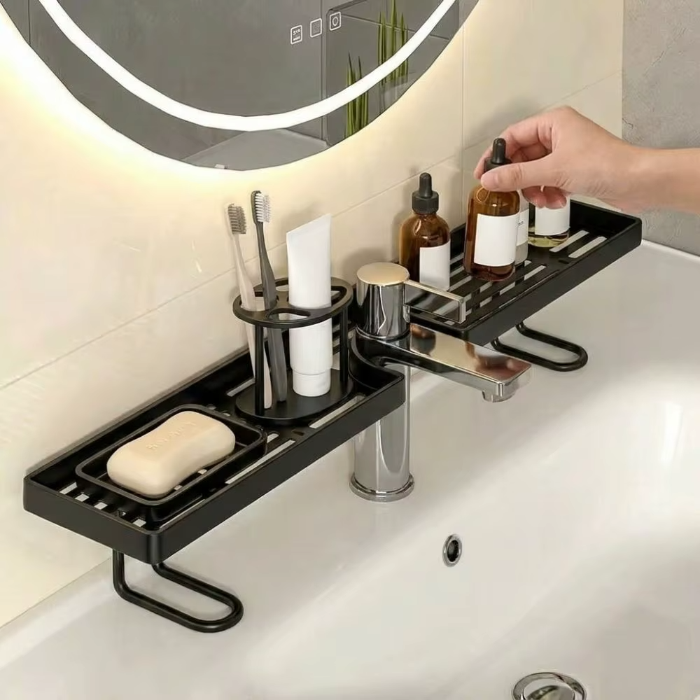 ✅ 50 CM Musluk Üstü Banyo Organizer Rafı – Delmeden Montaj, Paslanmaz, Geniş Depolama Alanı, Yer Tasarrufu Sağlayan Düzenleyici