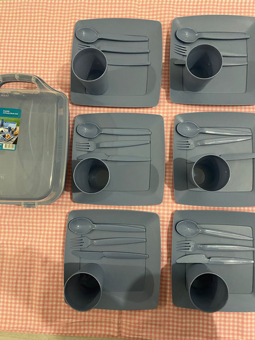 Modura - 6 Kişilik Piknik & Kamp Sofra Seti – Saklama Kutulu