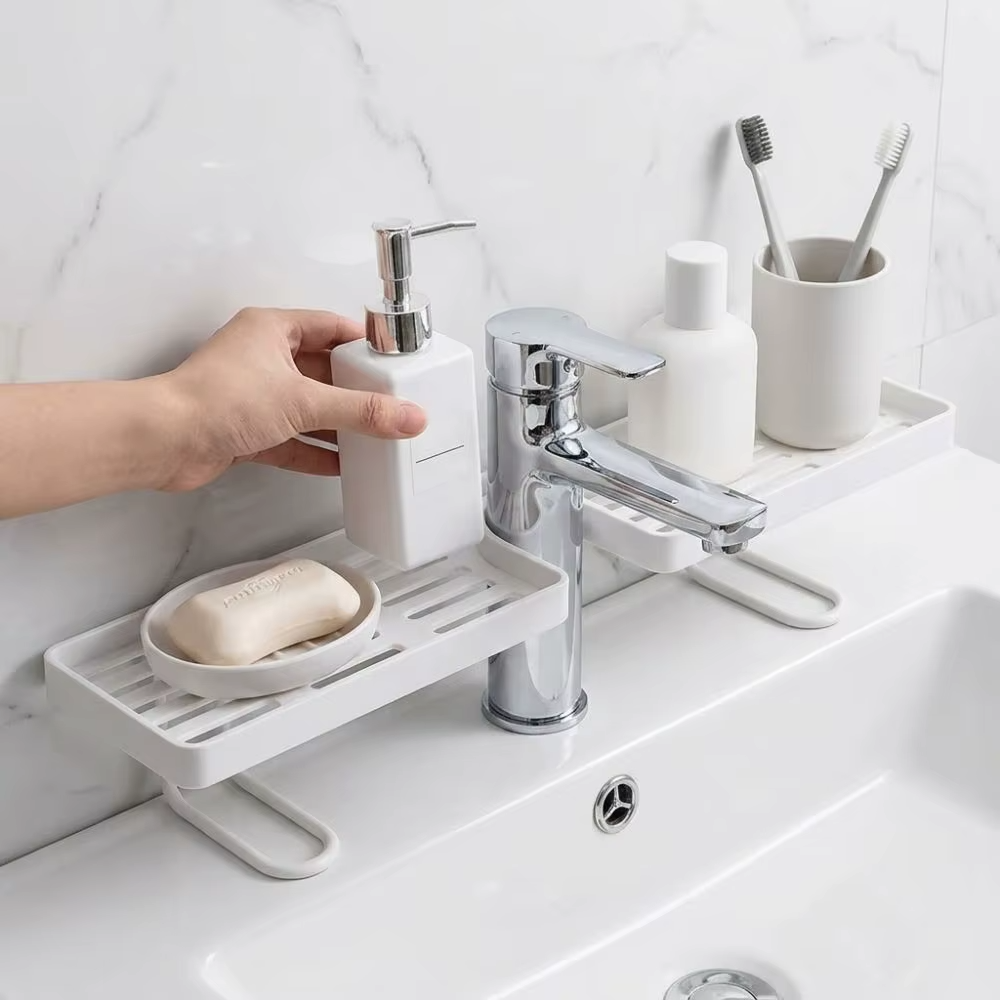 ✅ 50 CM Musluk Üstü Banyo Organizer Rafı – Delmeden Montaj, Paslanmaz, Geniş Depolama Alanı, Yer Tasarrufu Sağlayan Düzenleyici
