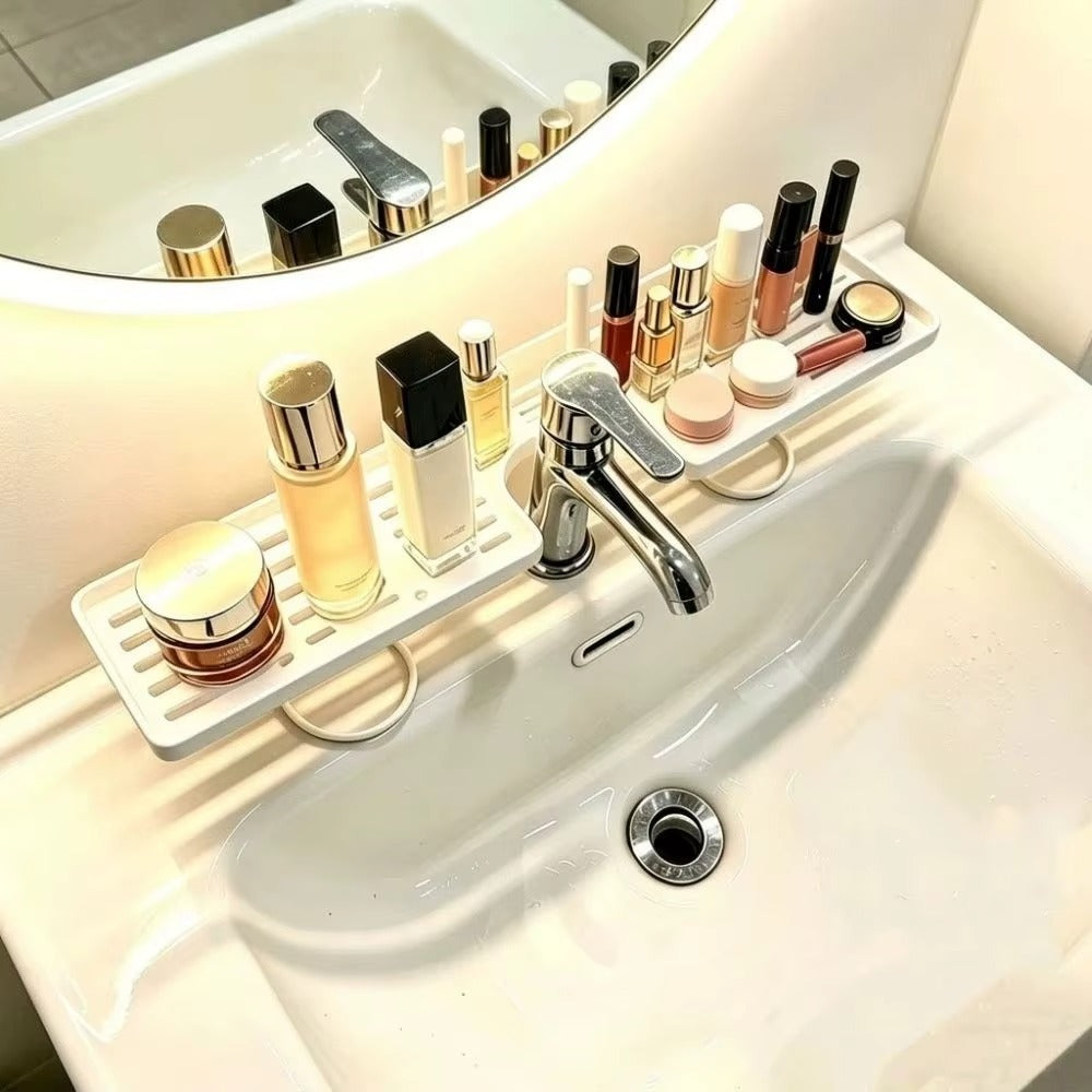✅ 50 CM Musluk Üstü Banyo Organizer Rafı – Delmeden Montaj, Paslanmaz, Geniş Depolama Alanı, Yer Tasarrufu Sağlayan Düzenleyici